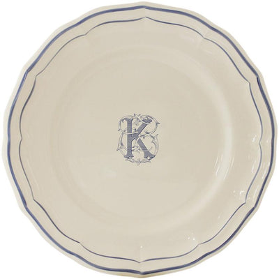 Gien Filet Bleu Monogram K Dinner Plate