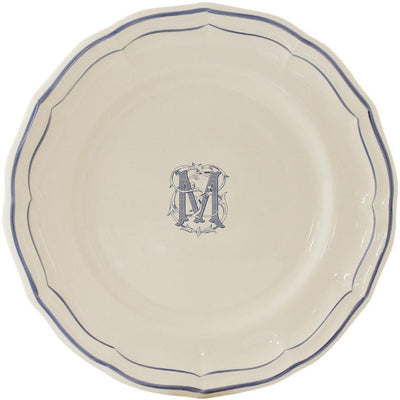 Gien Filet Bleu Monogram M Dinner Plate