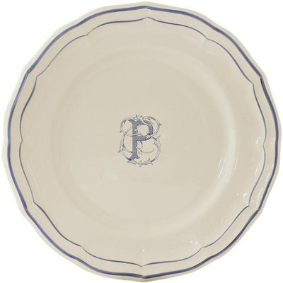 Gien Filet Bleu Monogram P Dinner Plate
