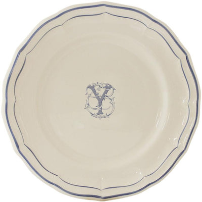 Gien Filet Bleu Monogram Y Dinner Plate