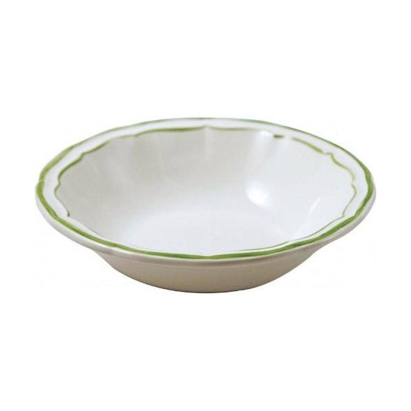 Gien Filet Green cereal bowl featuring a white interior and a delicate green rim design.