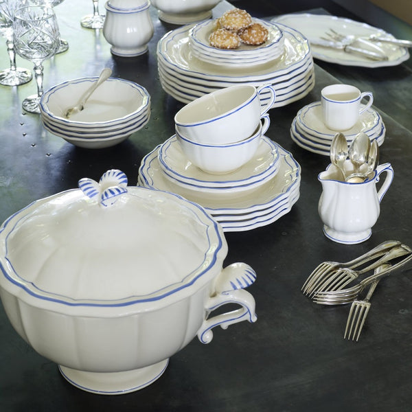 GIEN Filet Bleuジアンフィレブルー　フランス製　２枚組セット GIEN Filet Bleu Oval Platter - Yvonne Estelle's