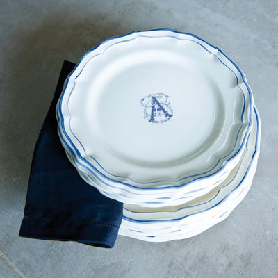 Gien Filet Blue Monogram Dinnerware