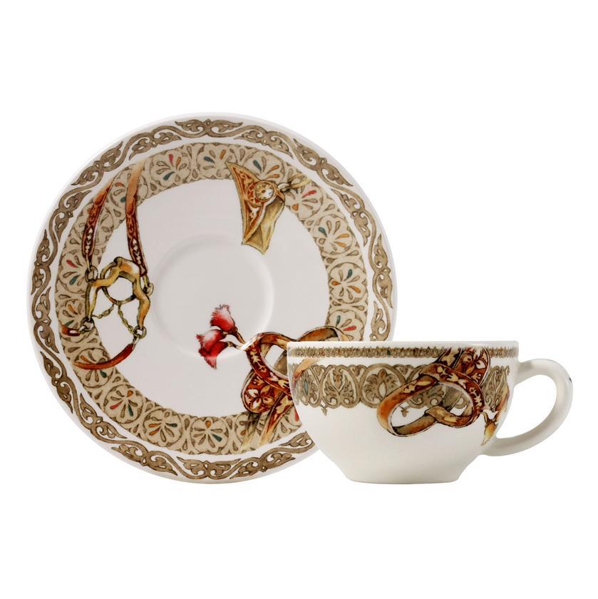 Gien Chevaux du Vent Tea Cup & Saucer
