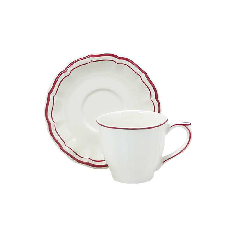 Gien Filet Rouge Tea Cup & Saucer