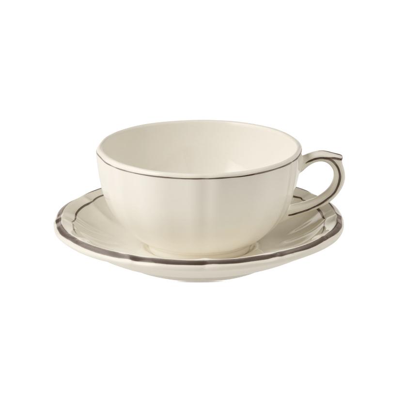 Gien Filet Taupe Breakfast Cup & Saucer