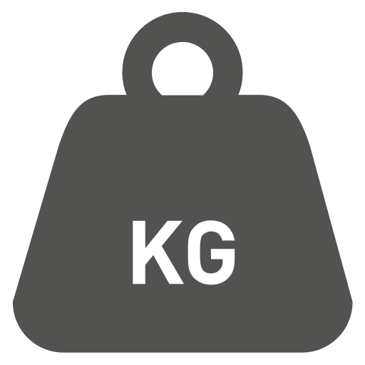 Icon representing a weight scale with "KG" indicating measurement for shipping heavy goods.