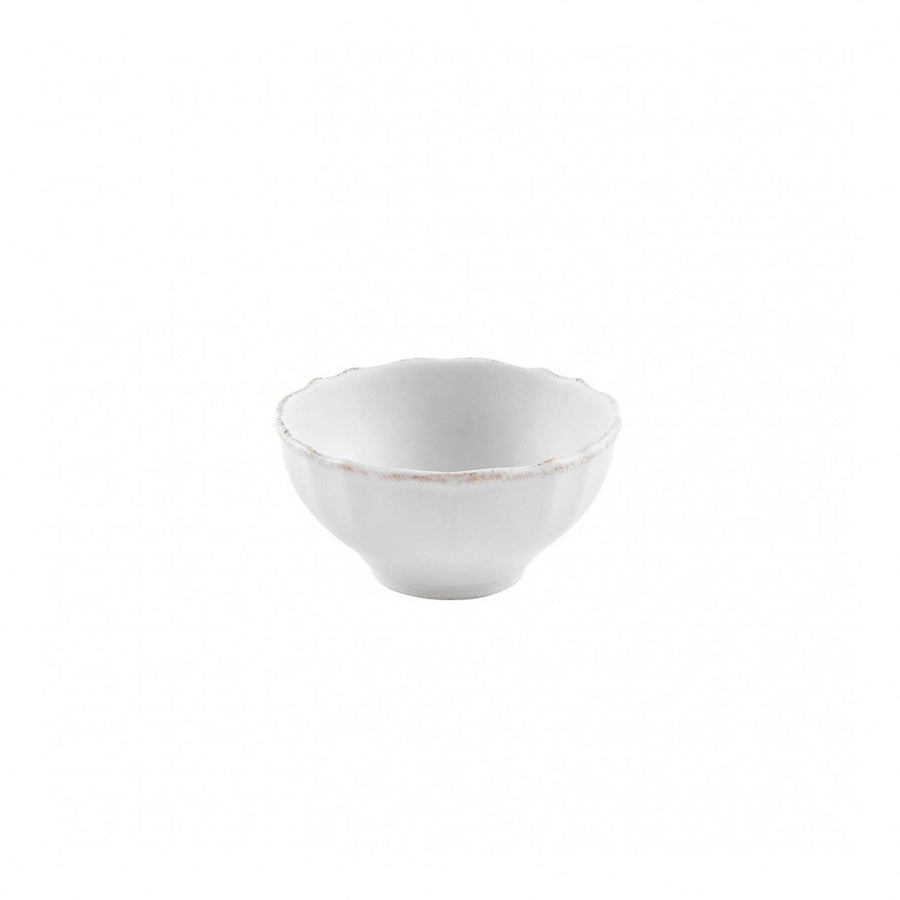 Casafina Impressions Fruit Bowl in white ceramic with a scalloped edge, perfect for serving fruits or snacks.