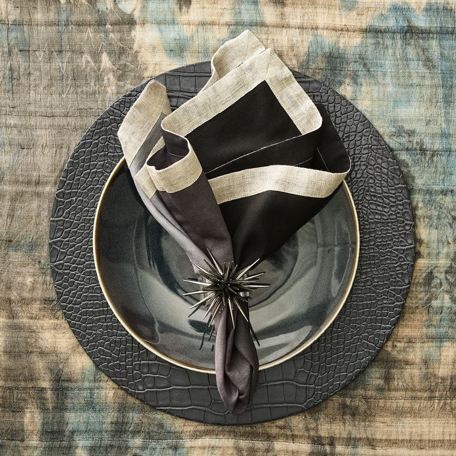 Kim Seybert Dip Dye Gray Black Napkin