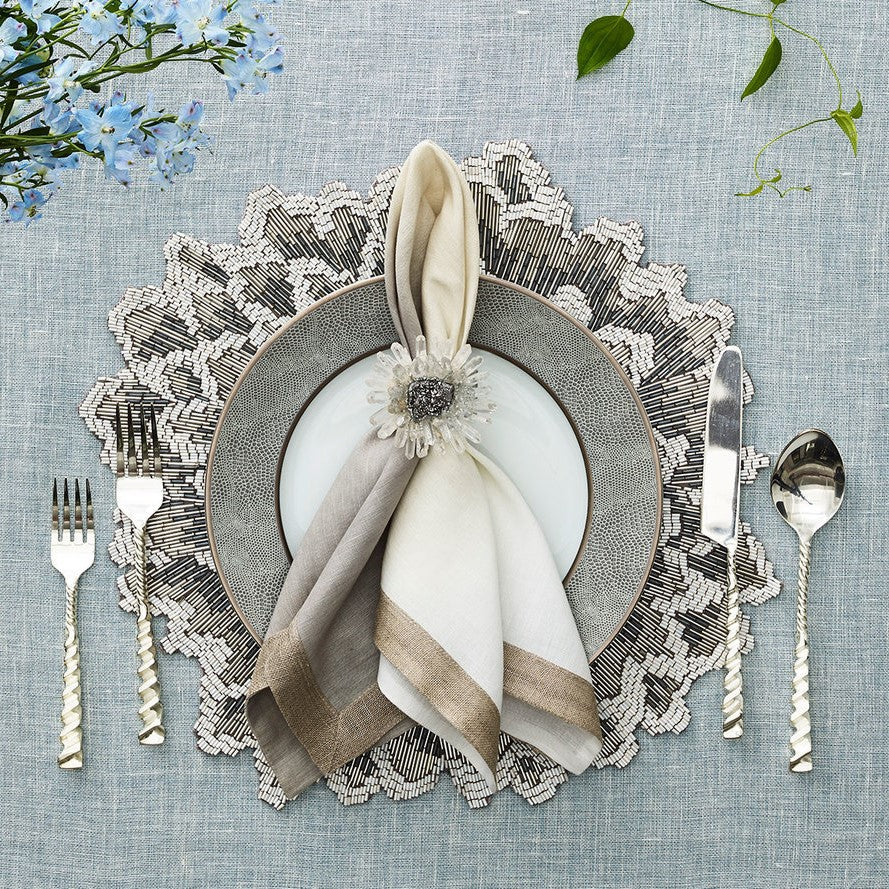 Kim Seybert Dip Dye Gray Silver Napkin