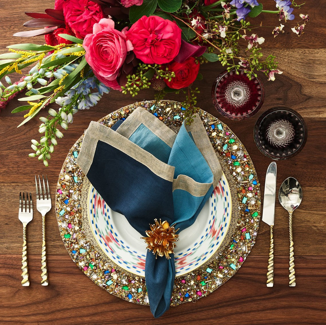 Kim Seybert Dip Dye Navy Blue Napkin