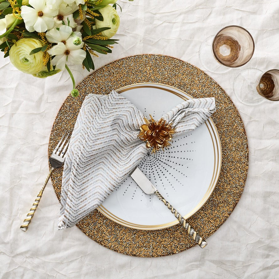 Kim Seybert Drift White Gold Silver Napkin