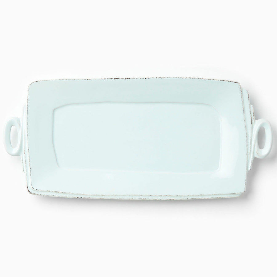Vietri Lastra Aqua Handled Rectangular Platter