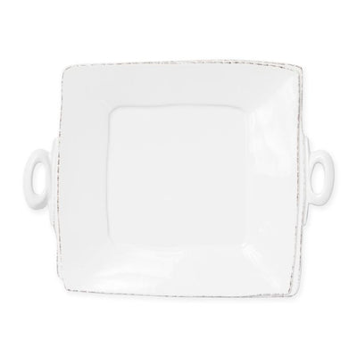 Vietri Lastra Linen Handled Square Platter