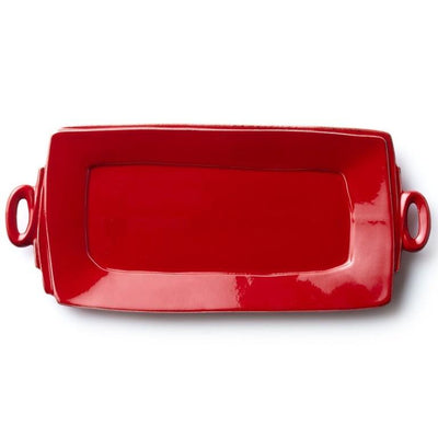 Vietri Lastra Red Handled Rectangular Platter