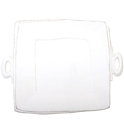 Vietri Lastra White Handled Square Platter