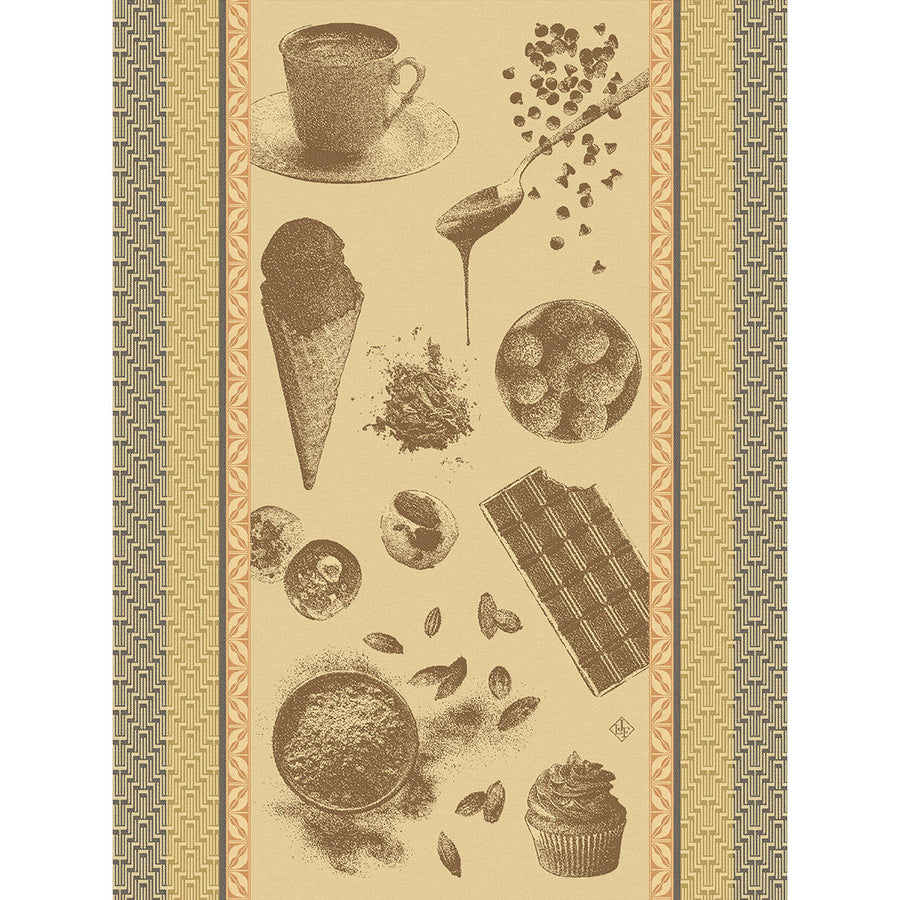 Le Jacquard Francais Chocolats Recettes Brown Tea Towel
