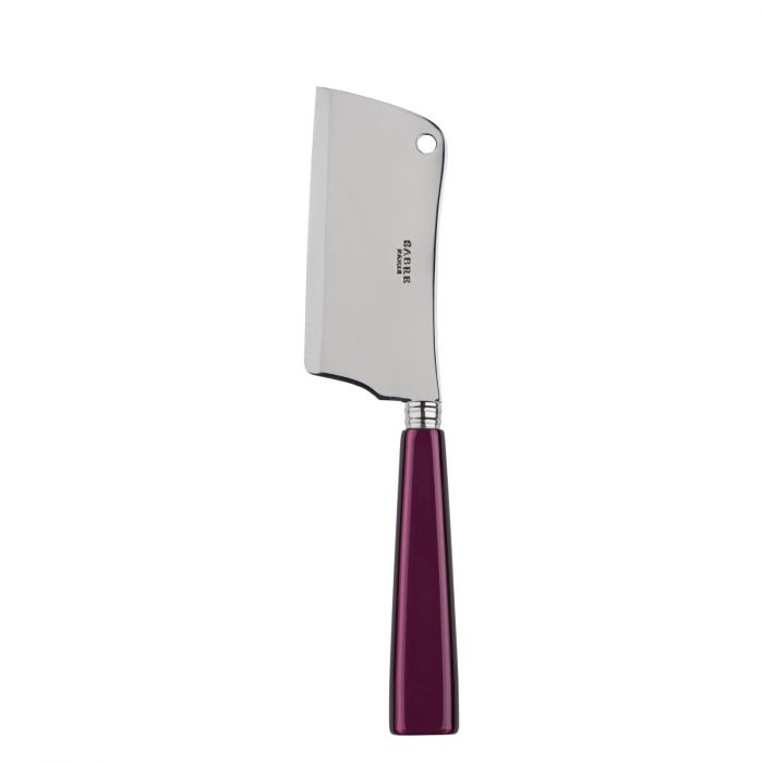 Sabre Paris Icône cheese cleaver with a stainless steel blade and a burgundy handle, designed for cutting cheese.
