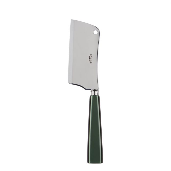 Sabre Paris Icône cheese cleaver with a stainless steel blade and a green handle, designed for cutting cheese.