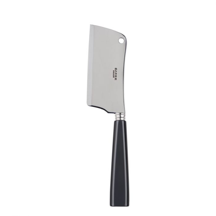 Sabre Paris Icône cheese cleaver with a stainless steel blade and a sleek black handle, designed for cutting cheese.