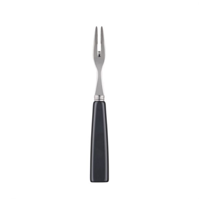 Sleek Sabre Paris Icône cocktail fork with a stainless steel prong and a black handle, ideal for appetizers and hors d'oeuvres.