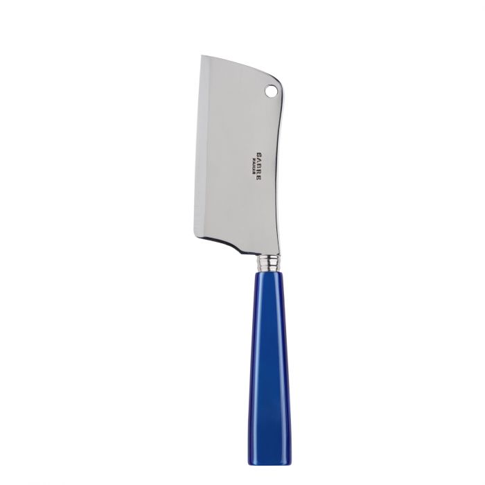 Sabre Paris Icône cheese cleaver with a stainless steel blade and blue handle, designed for cutting cheese.