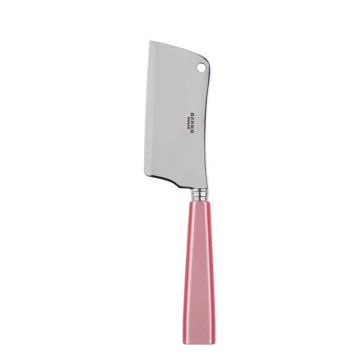 Sabre Paris Icône cheese cleaver with a stainless steel blade and a pink handle, designed for cutting cheese.