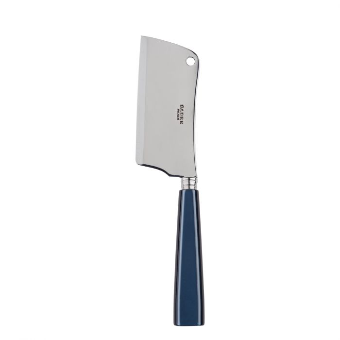 Sabre Paris Icône cheese cleaver with a stainless steel blade and a blue handle, designed for cutting cheese.