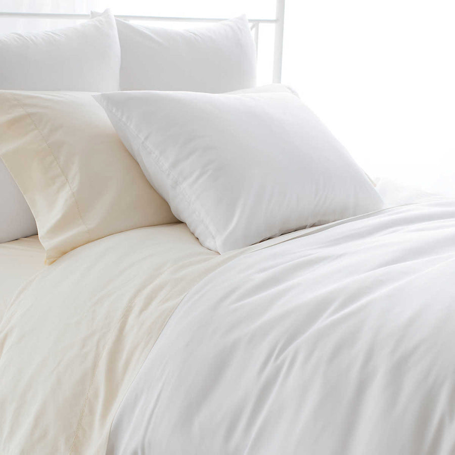 Pine Cone Hill Silken Solid White Duvet Cover & Shams