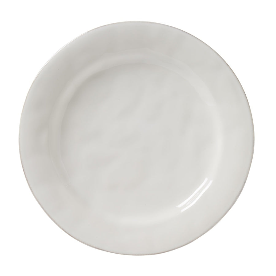 Juliska Puro Dinner Plate featuring a smooth, white surface with a subtle textured rim, ideal for elegant dining.