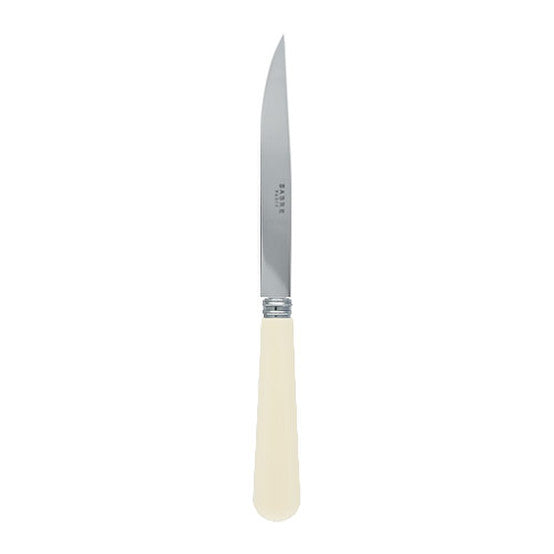 Sleek Sabre Paris Pop Unis steak knife with a stainless steel blade and a smooth ivory handle.