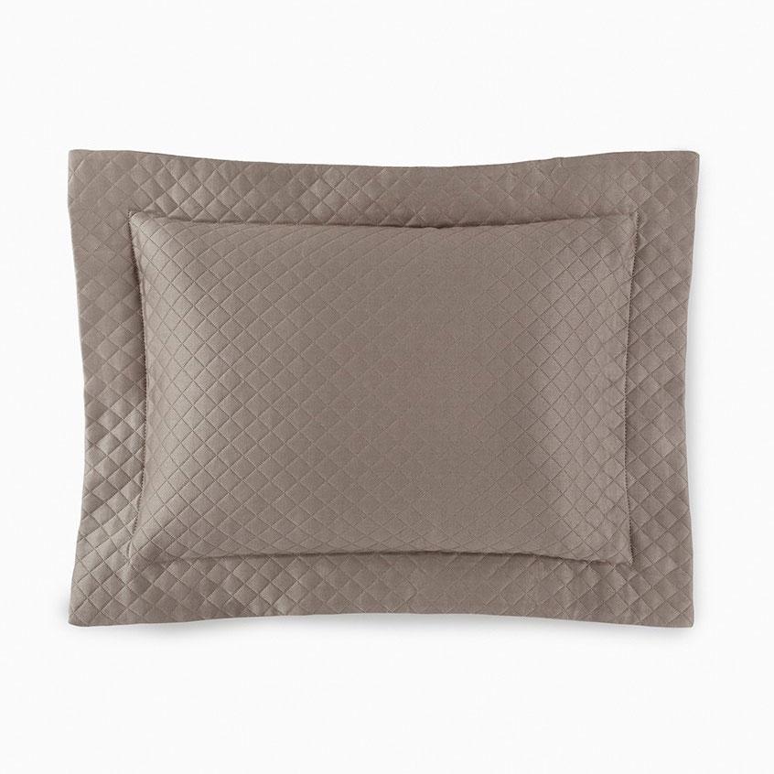 Gray standard pillow sham by Sferra, featuring a textured diamond pattern for a sophisticated look.