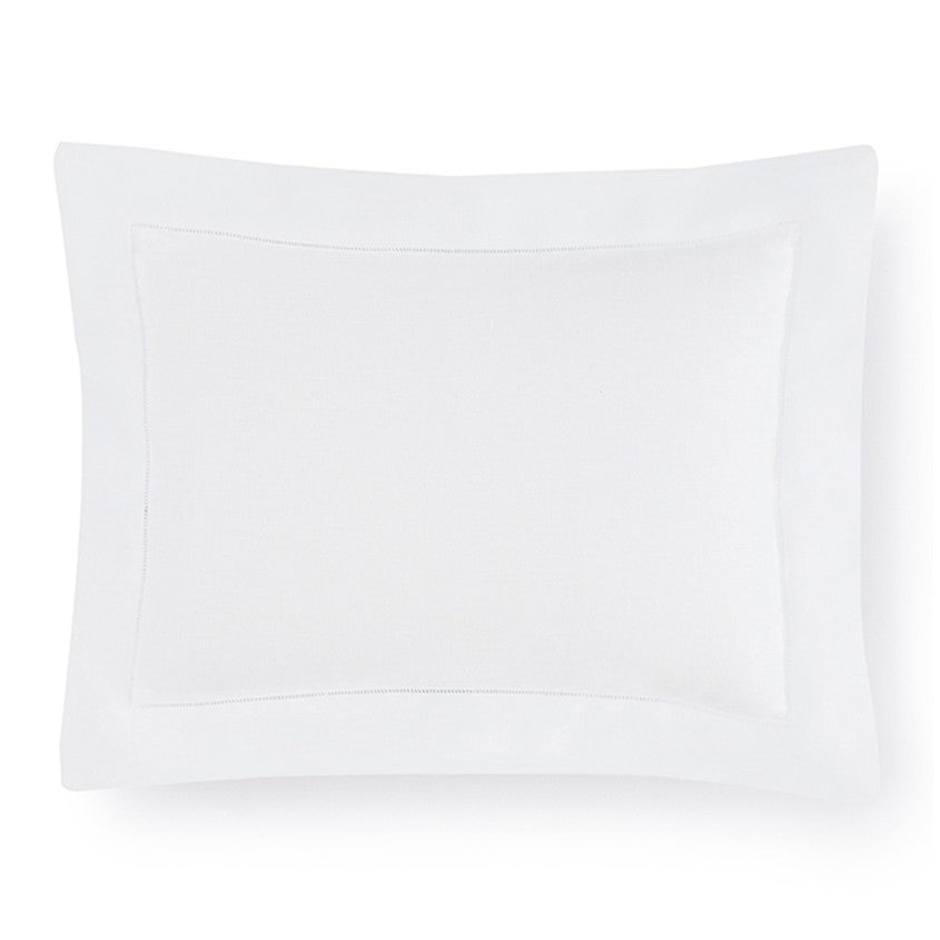 White Sferra Classico pillow sham featuring a clean, elegant design with a subtle border for a classic look.