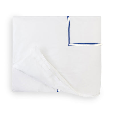 Sferra Grande Hotel White/Cornflower Blue Duvet Cover