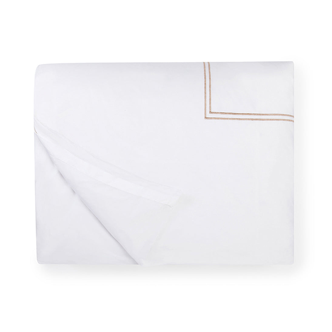 Sferra Grande Hotel White/Taupe Duvet Cover