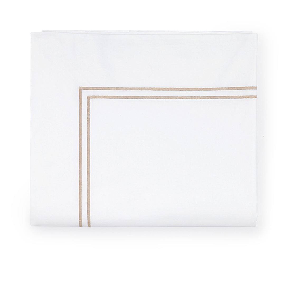 Sferra Grande Hotel flat sheet in white with elegant gold trim, showcasing a luxurious and timeless design.
