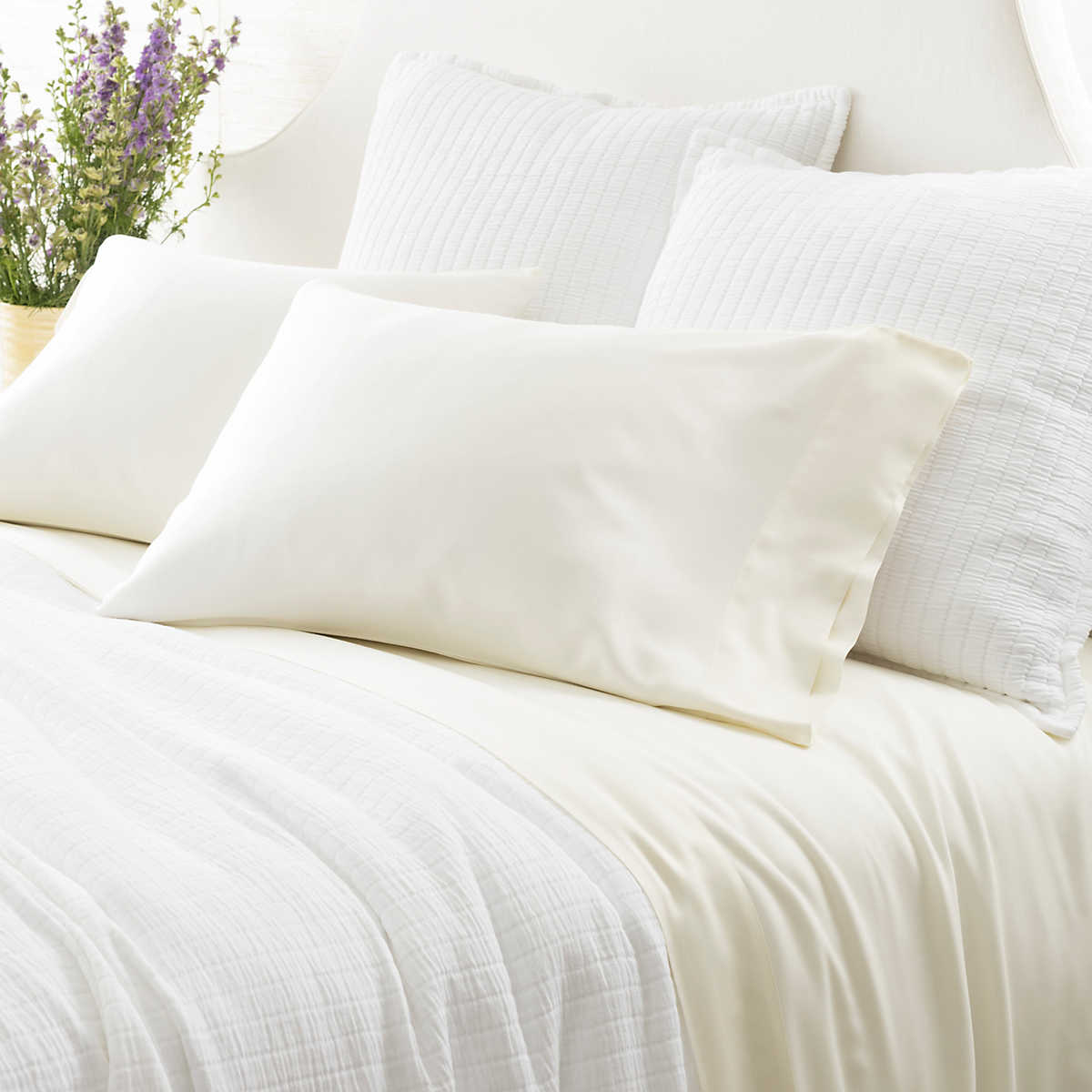 Pine Cone Hill Silken Solid Ivory Sheets