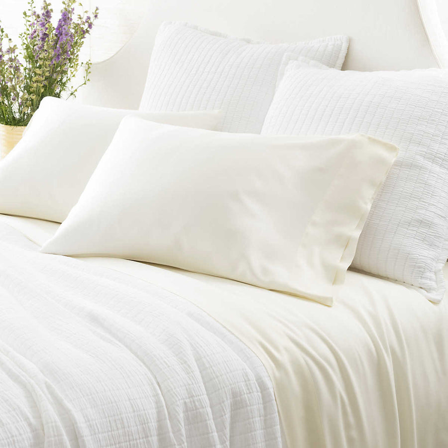 Pine Cone Hill Silken Solid Ivory Sheets