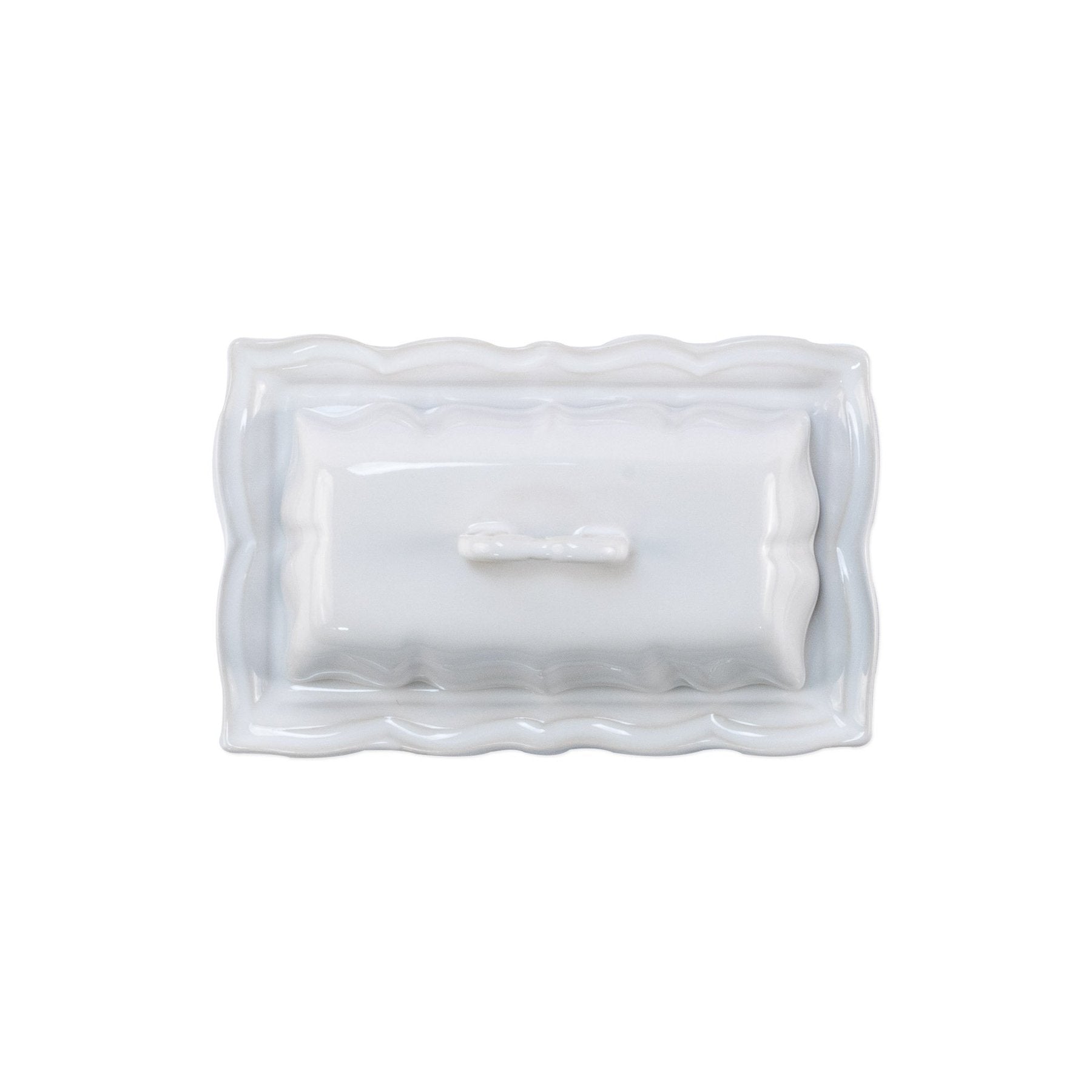 Vietri Incanto Stone White Baroque Butter Dish