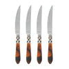 Set of four Vietri Aladdin Antique steak knives featuring stainless steel blades and intricate patterned handles.