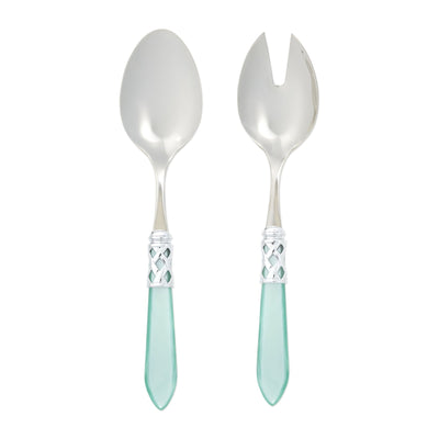 Vietri Aladdin Brilliant Aqua Salad Server Set