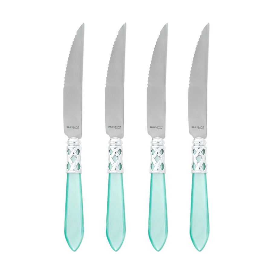 Vietri Aladdin Brilliant Aqua Steak Knives
