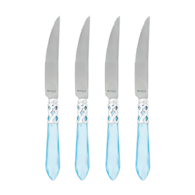 Vietri Aladdin Brilliant Light Blue Steak Knives
