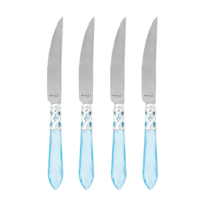 Vietri Aladdin Brilliant Light Blue Steak Knives