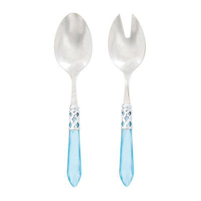 Vietri Aladdin Brilliant Light Blue Salad Server Set