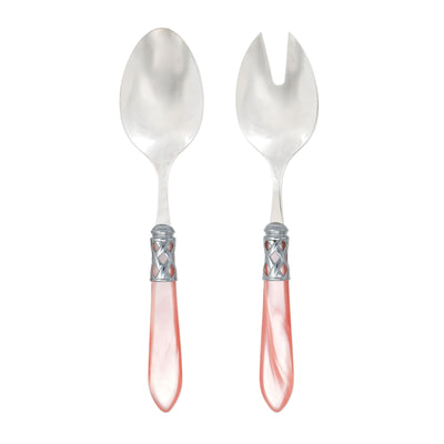 Vietri Aladdin Brilliant Light Pink Salad Server Set