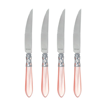 Vietri Aladdin Brilliant Light Pink Steak Knives