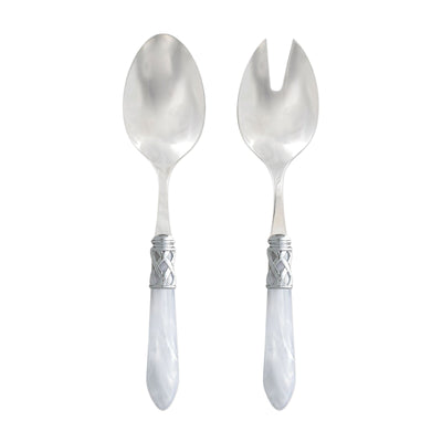 Vietri Aladdin Brilliant White Salad Server Set