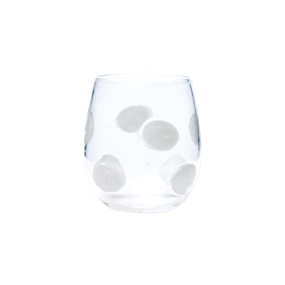 Vietri Drop Glass White Stemless Wine Glass