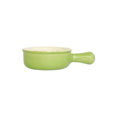 Vietri Italian Green Small Round Baker with Large Handle